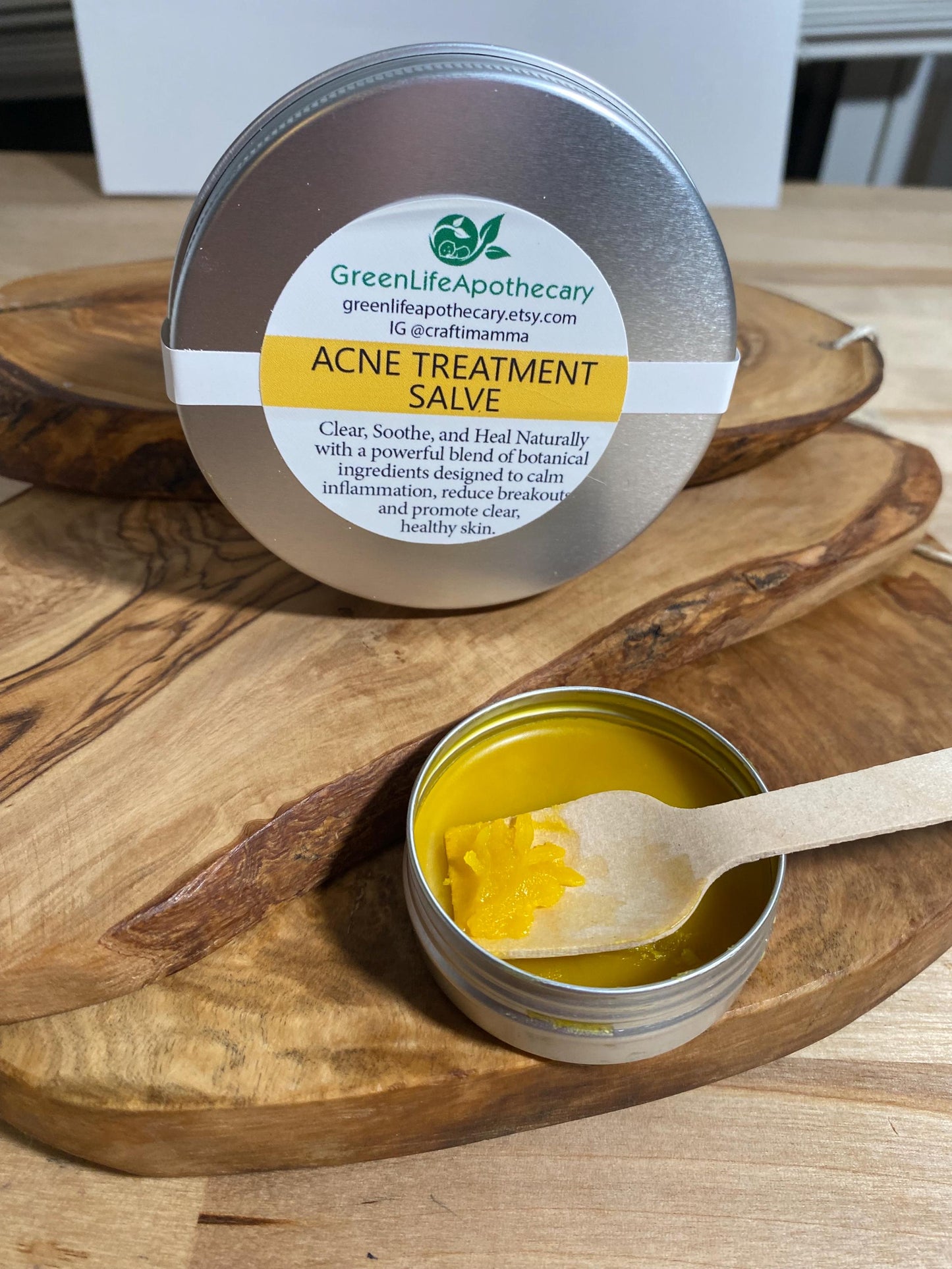 Natural Acne Treatment Salve | Herbal Skin Healing Remedy with Turmeric, Ginger, Calendula, Thistle, Sea Buckhorn, Gingko
