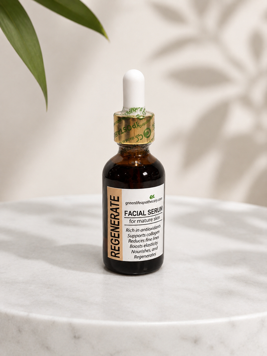 Natural bakuchiol facial serum with prickly pear, argan, sea buckthorn and black seed oils to nourish mature skin and improve the appearance of fine lines.
