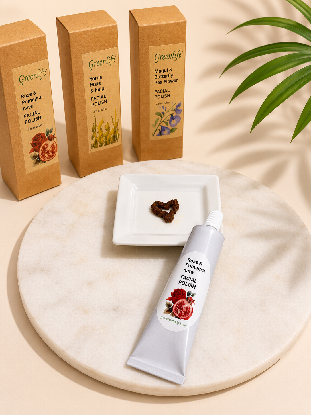 Rose & Pomegranate Botanical Facial Polish Natural Exfoliating Face Scrub for Mature Skin