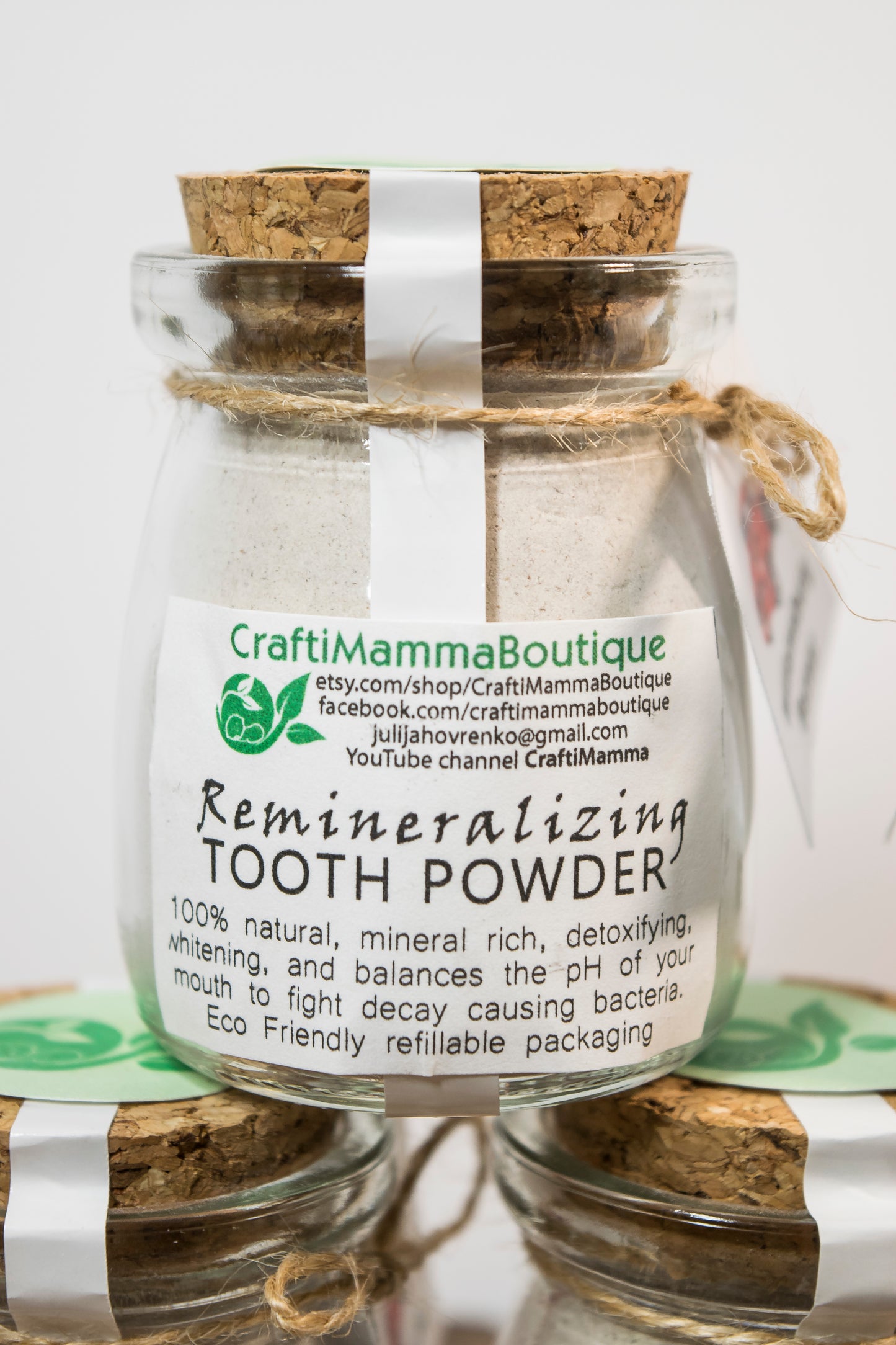 Natural Tooth cleaning Powder, mineral rich, detoxifying, ZERO WASTE packaging, in Glass Jar, NON toxic oral care, fluoride free